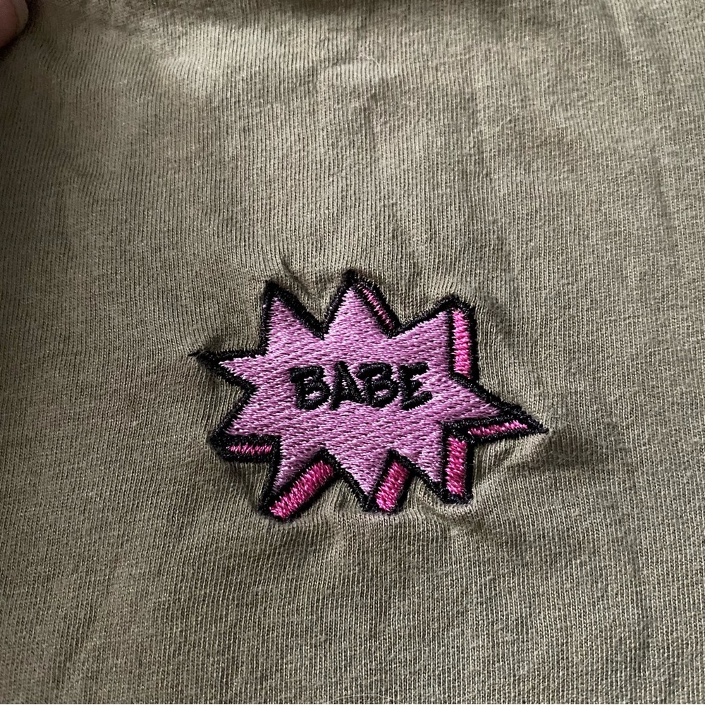 Green Embroided Babe Comic Tee - Picture 3 of 4